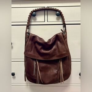 Brown Leather Fringe Shoulder Bag